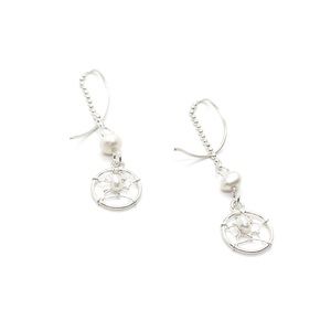 [#A029] 925 Silver Cobweb Threader Pearl Earrings